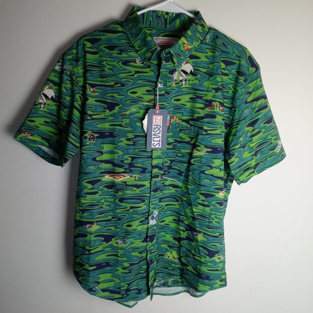 Men's RSVLTS TMNT "Oozevelts" KUNUFLEX Short Sleeve Shirt Size M